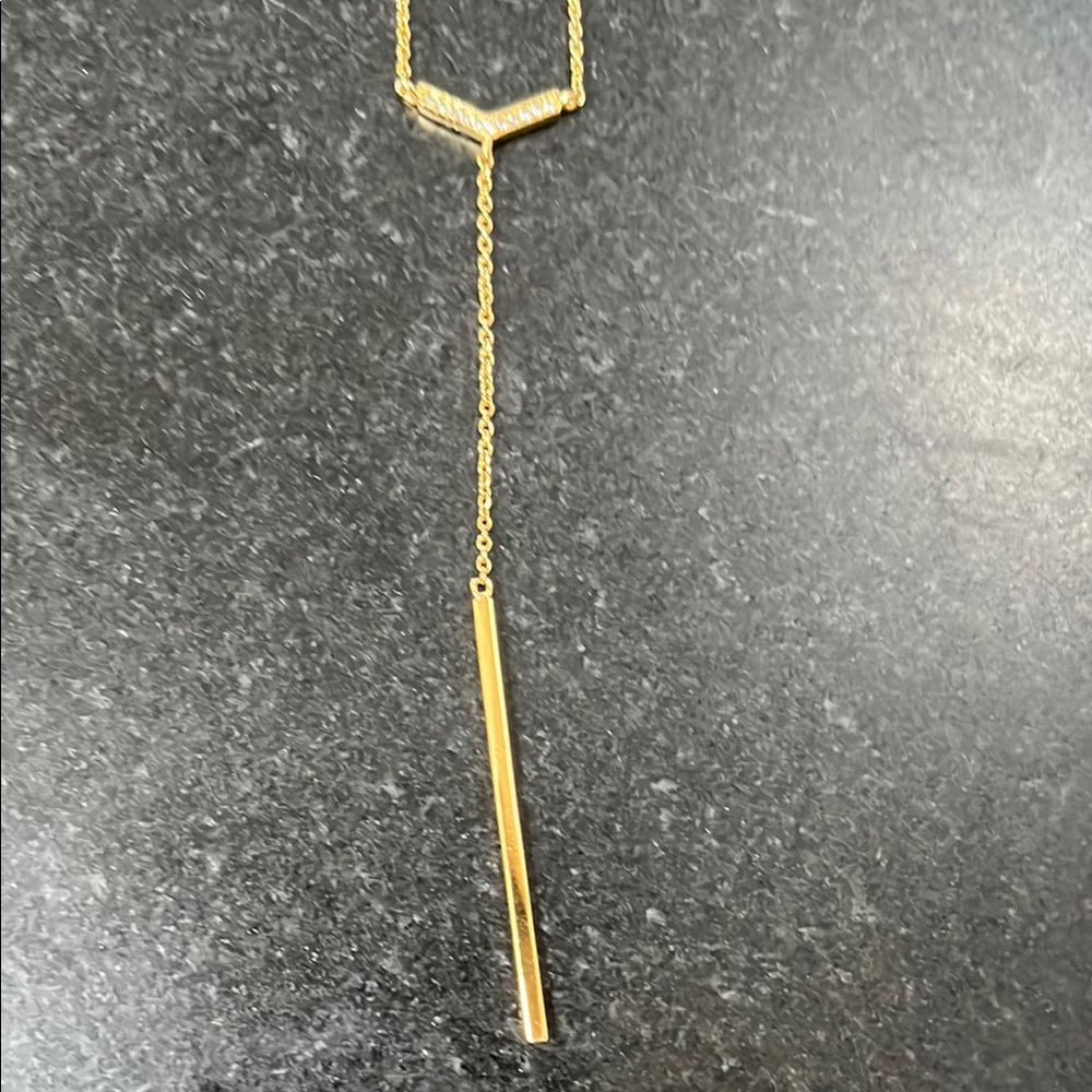 Gorjana Vivienne gold lariat necklace with CZ detail